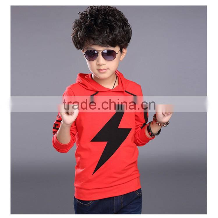 Boys new spring hooded lightning printing long sleeve fleece children sports coat