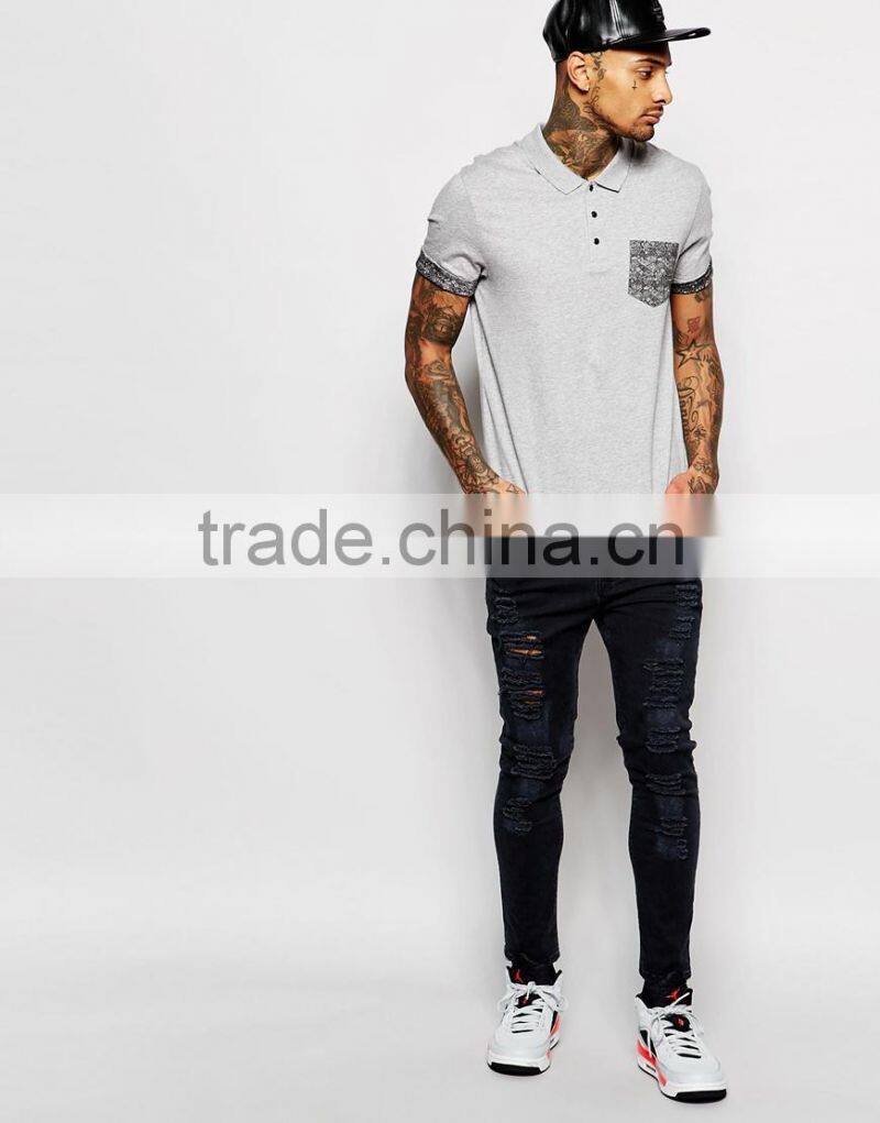 Custom logo t-shirt printed pocket polo t-shirt wholesale PS0113A