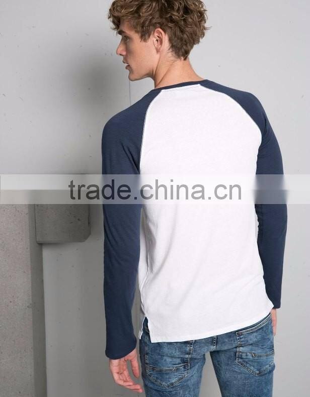 MGOO Customized T-shirt With Shoulder Sleeves Plain Long Sleeve Tshirt Soft Cotton Blank Tee Shirt For Men