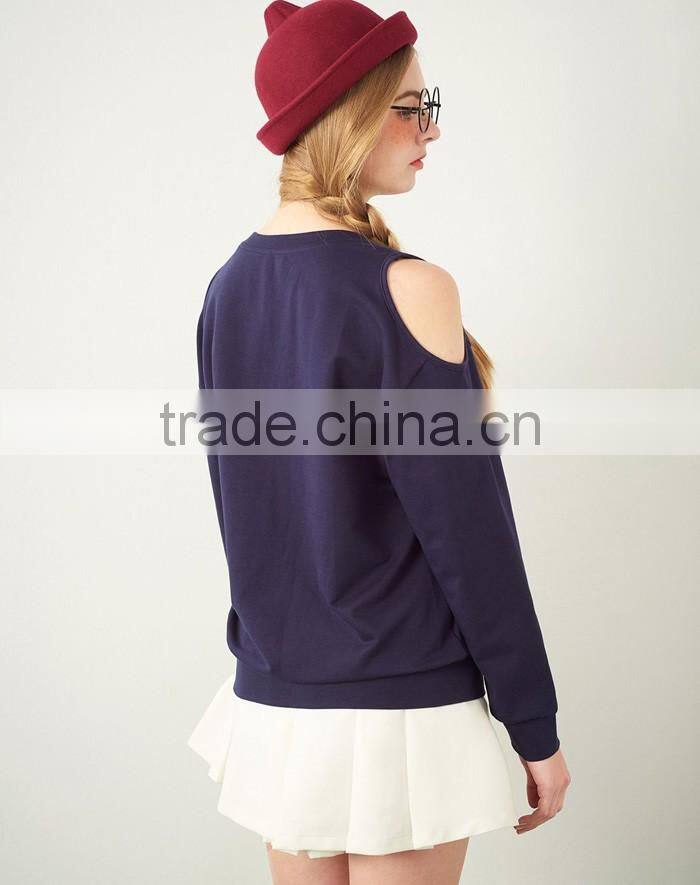 Sexy high quality printing wholesale women off shoulder sweatshirt