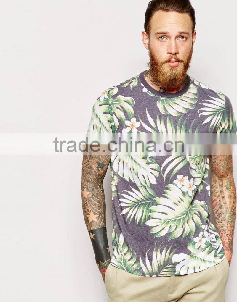 Custom full sublimation printing t shirt, palm tree printed t shirt 2015