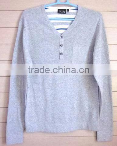 Truworth man Y neck shape with button jumper men's wool sweater high fashion quality