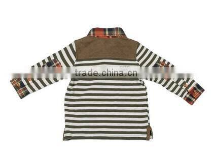 Boys Autumn Striped Long Sleeve Polo Shirt 100% Cotton T Shirt
