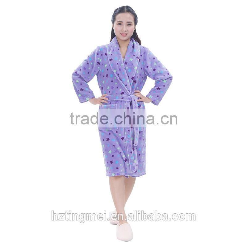 Dream star women coral fleece heated dressing gown fabric