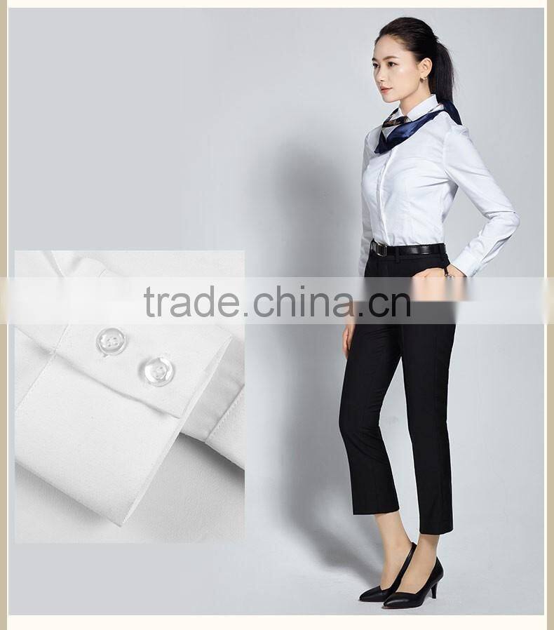 2017 Juqian new design spring women clothing office wear white cotton blouse