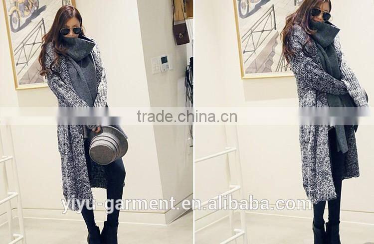 Korea Winter Long Coat Wholesale Knit Hooded Cardigan women sweater