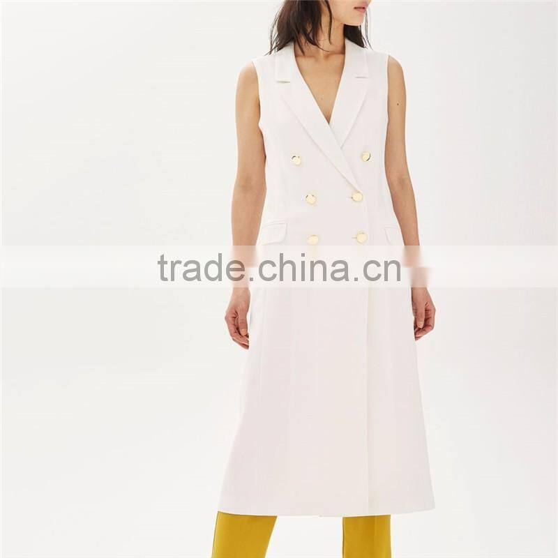 Chic-smart ivory sleeveless western longline kurti with jacket designs