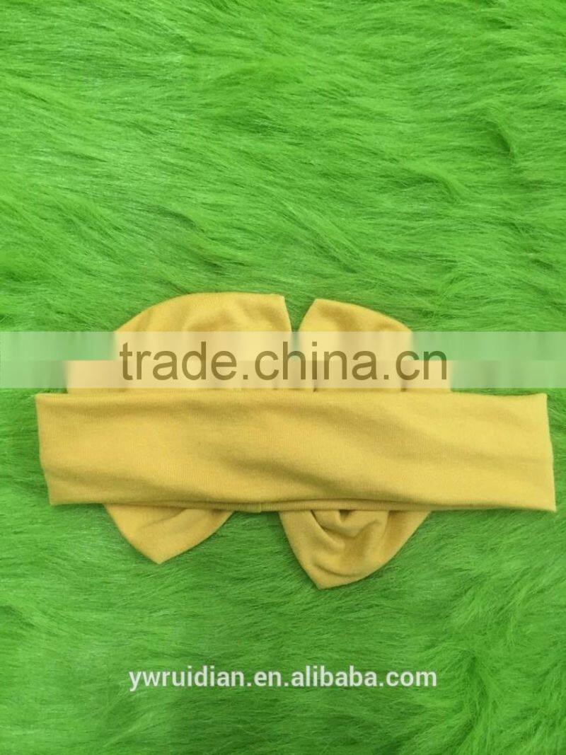 Yellow headband baby girl hot sale kids artificial bow headbands child girls fashion cotton headband