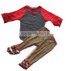 Factory price sales wholesale new design kids clothes girls and boys boutique stripe outfits