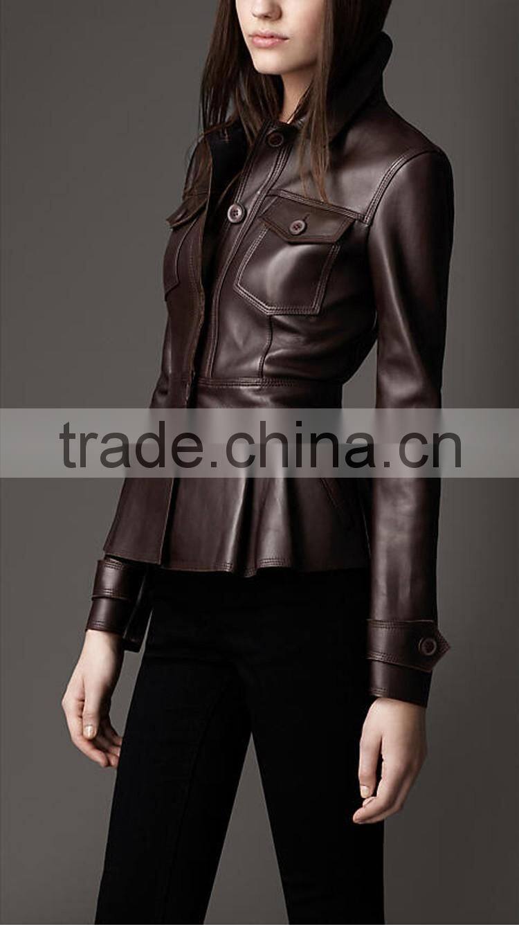 Women New/latest design autumn Wool sheep pure leather jacket/outwear