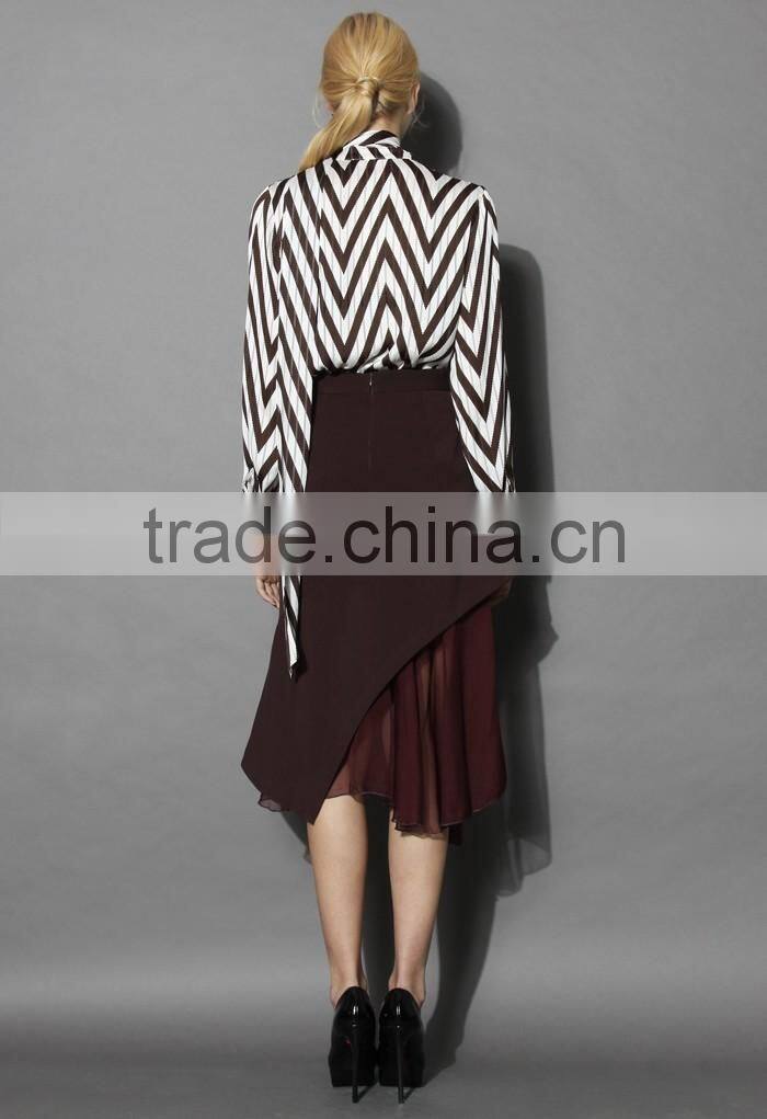 2016 Guangzhou Shandao Factory Summer New Arrivals High Fashion Formal Wine Red High Waist Cotton Ladies Office Uniform Skirts