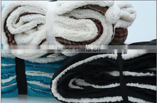 2015 new design 100% polyester Flannel Sherpa Plaid Blanket