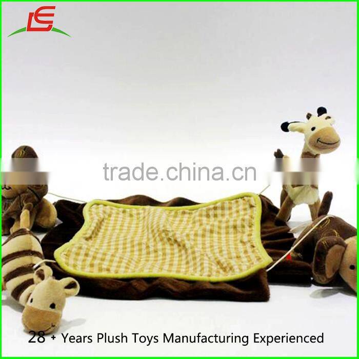 Environmental ISO soothe baby plush animal toy hanging bed bell