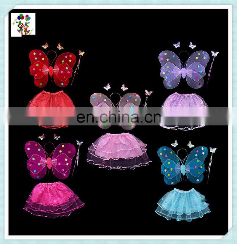 Hot Pink Kids Girl Princess Butterfly Wings with Wand Headband Skirt HPC-0869