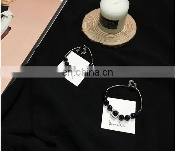 2 Styles Retro Blue Sandstone Luck Black Beads Star Bracelet Couple Jewelry Natural Stone Bracelet