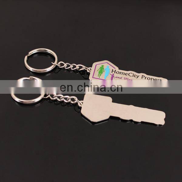 Custom logo Key shaped metal keychain