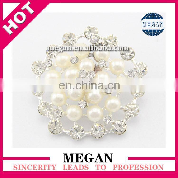 Pearl Silver Crystal Rhinestone Buttons for Bridal Embellishment