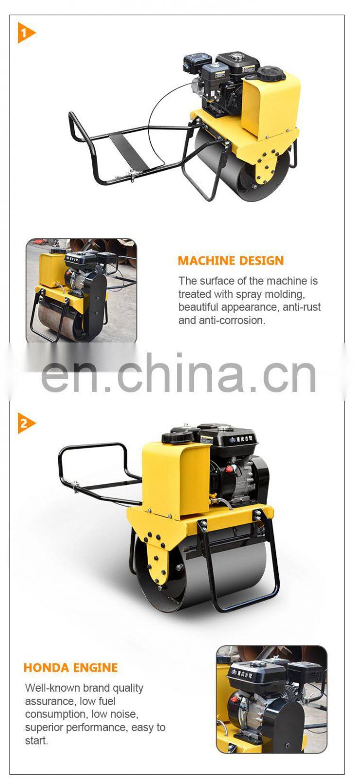 Hand-held single wheel manual vibration road roller compactor for trench backfill