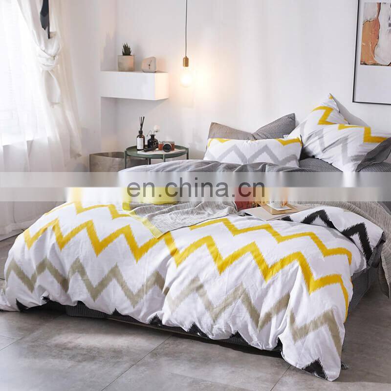 i@home Ins nordic white striped print cotton duvet bedsheets bedding set