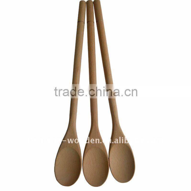 Wooden long handled serving spoon