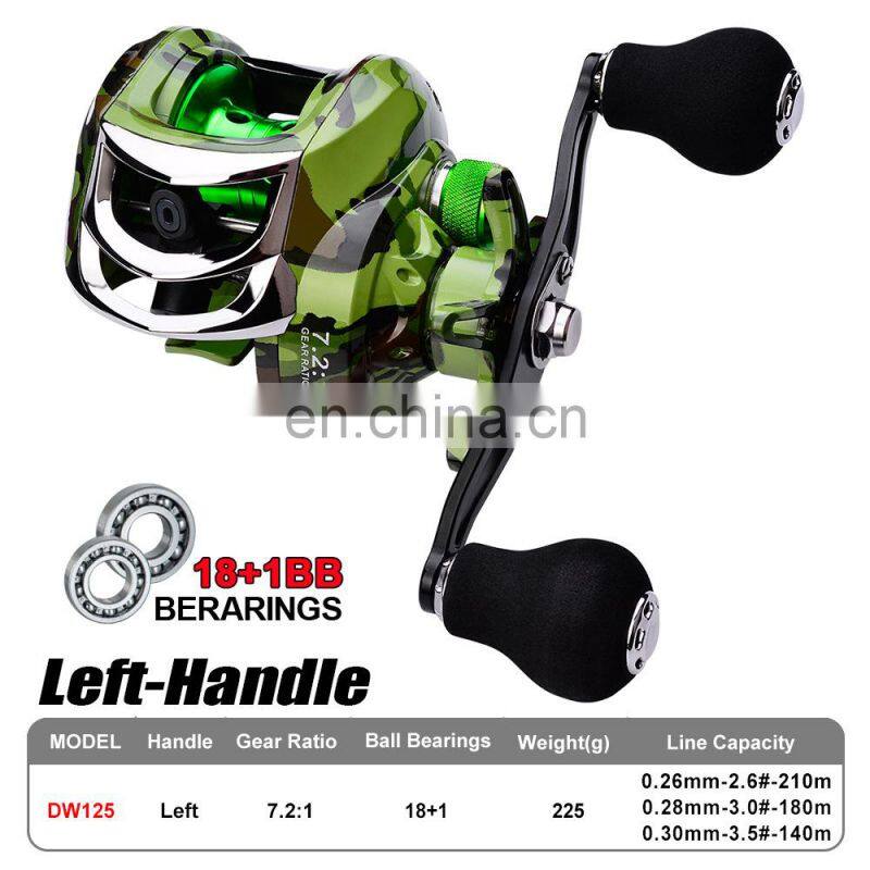 18+1 Bearings Waterproof Left / Right Hand Baitcasting Fishing Reel 7.2:1  Casting Fishing Bait Reel Baitcasting