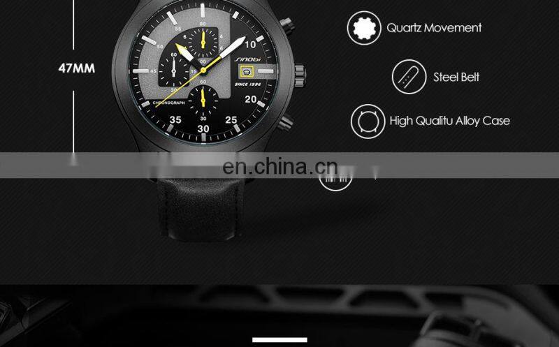 SINOBI Boys Watches Digital S9826G Small Three Dial Chronograph Watches Hand Clock Boys Date Window Business Handwatch