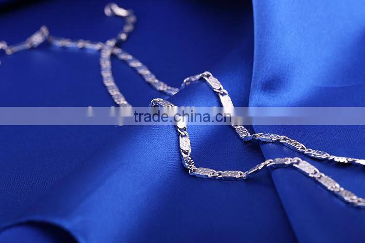 fashion jewelry rhodium plated cheap simple design chain necklace