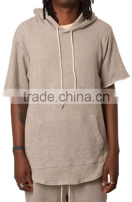 Wholesale Mens Beige French Terry Raw Hoodies