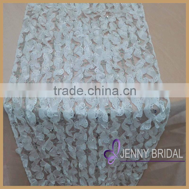 TR014C wholesale cheap modern white sequin wedding table runner
