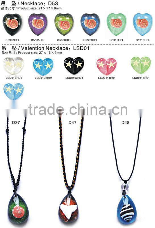 Colorful Shark teeth resin crystal necklace