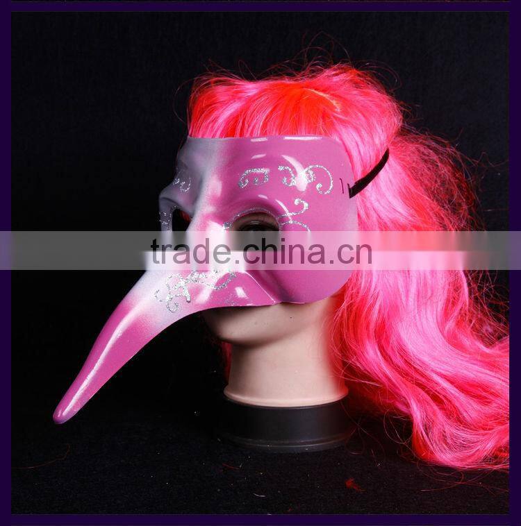 painted venetian masquerade mask, Halloween long nose mask