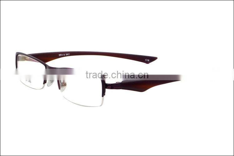Fashion design half rim metal TR90 men eyeglasses frame