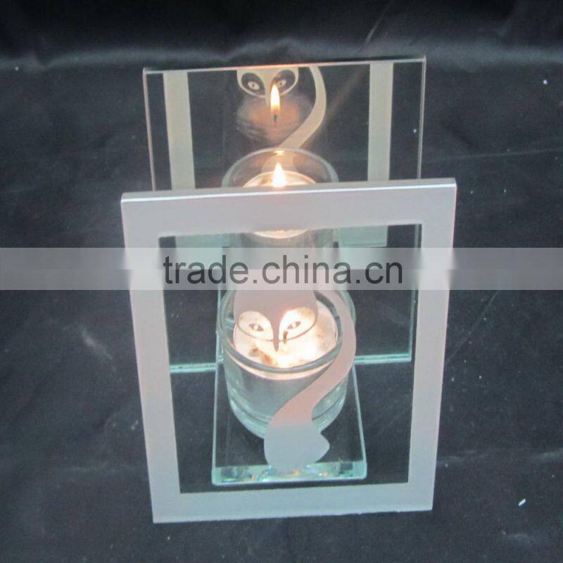 2016 cheapest wholesale fox design clear glass candle holder