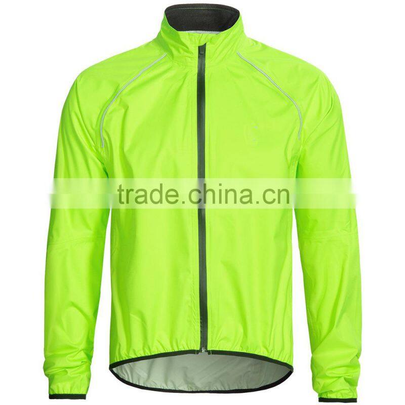 2015 fluorescent green wholesale waterproof cycling jacket
