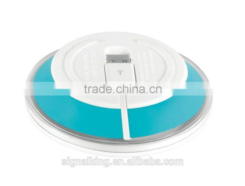 Factory Wholesale Fast Charging QI Wireless Charger Wireless Charger Pad Built In USB Cable For Samsum S6 All Smart Phone