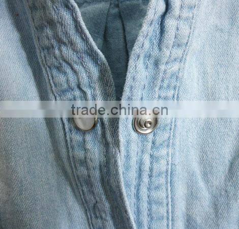 ladies cotton polo collar skirt solid color long sleeve jean blouse