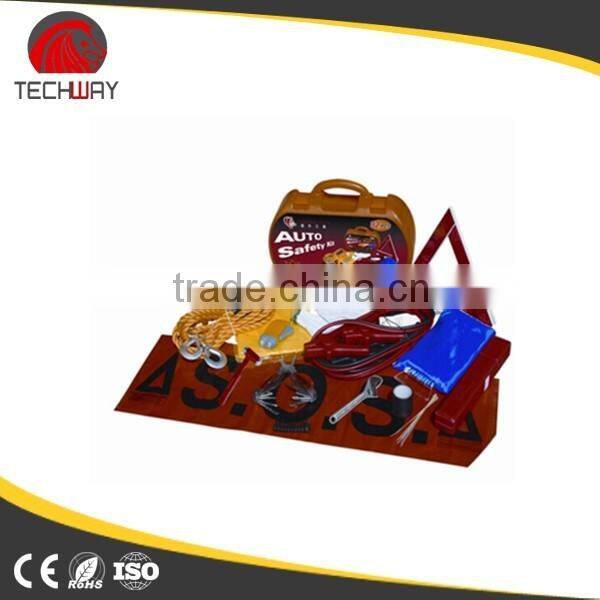 Car emergency safety kit with warning triangle