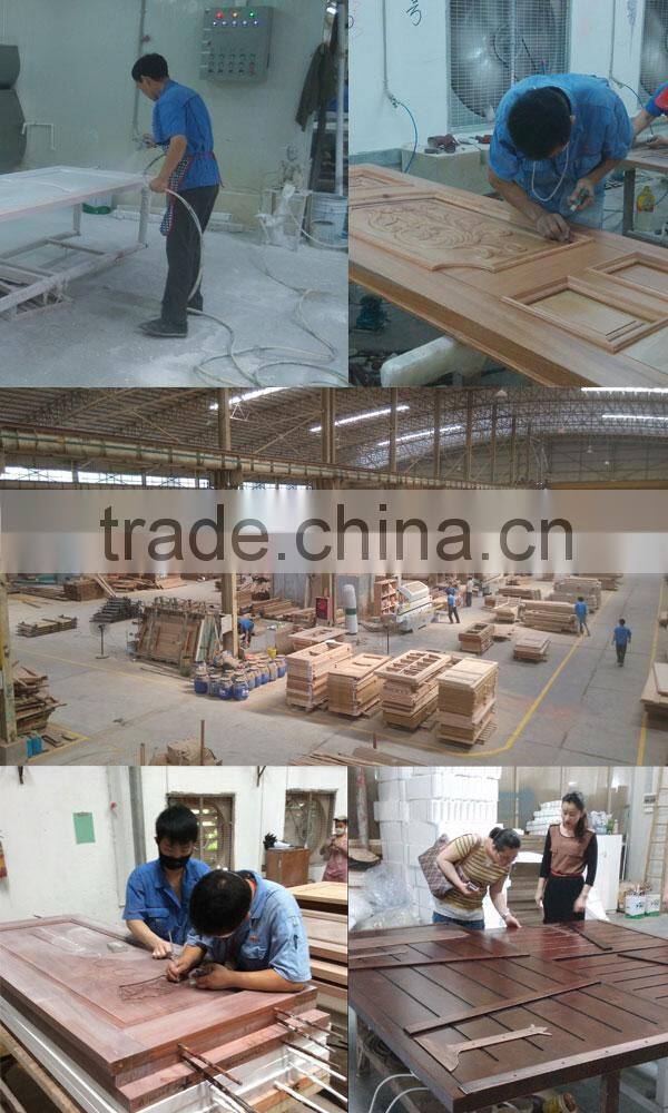 China high quality half view art glass solid wood door for bathroom