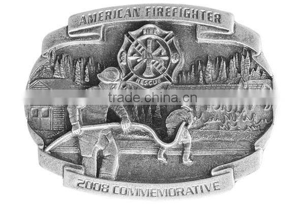 American Firefighter - American Hero Limited Addition Commemorative Twin Towers Pewter & Red Enamel Metal Fridge Magnet