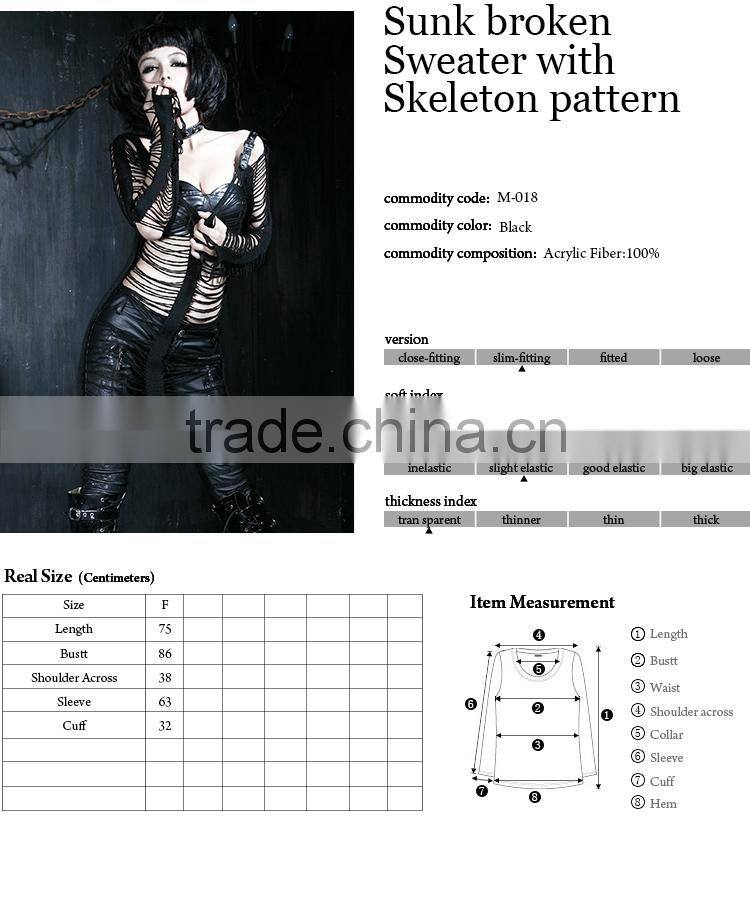 M-018 Fashion and Cute Sunk Broken Sweater with Skeleton Pattern