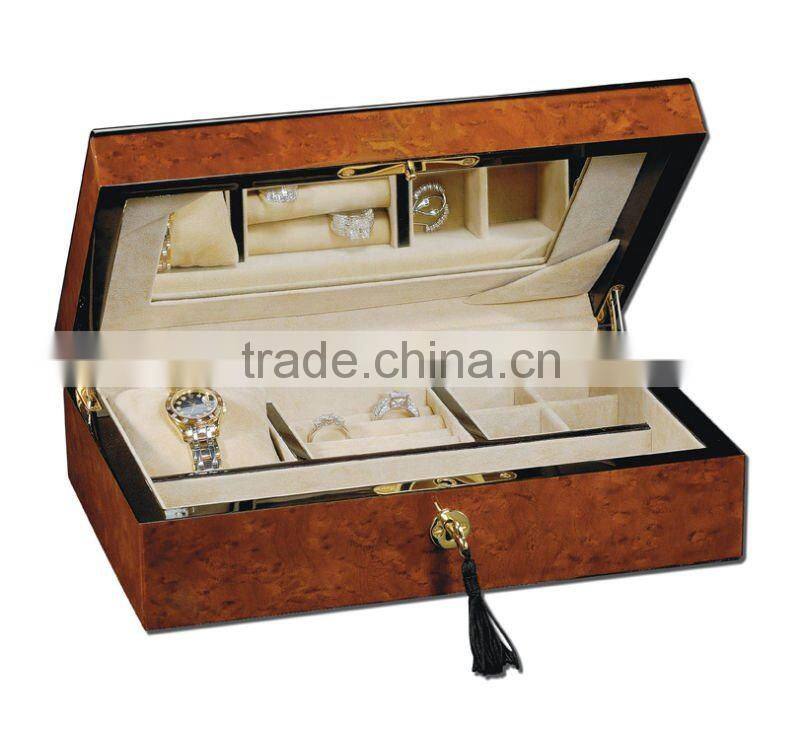 Special roll top design wooden drawer jewellery box