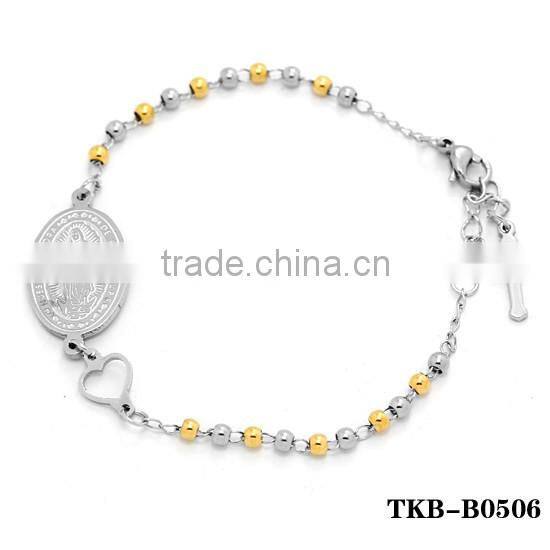 virgen mary charm bracelet silver and white beads rosarios catholic guadalupe virgen prayer bead handmade bracelet dongguan