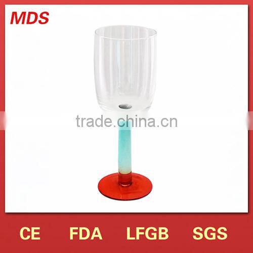 handblown big champagne glass with colored stem