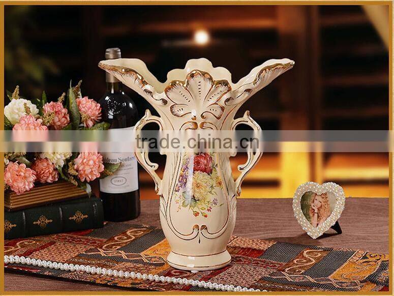 European style ceramic vase with flower pattern for hotel deco