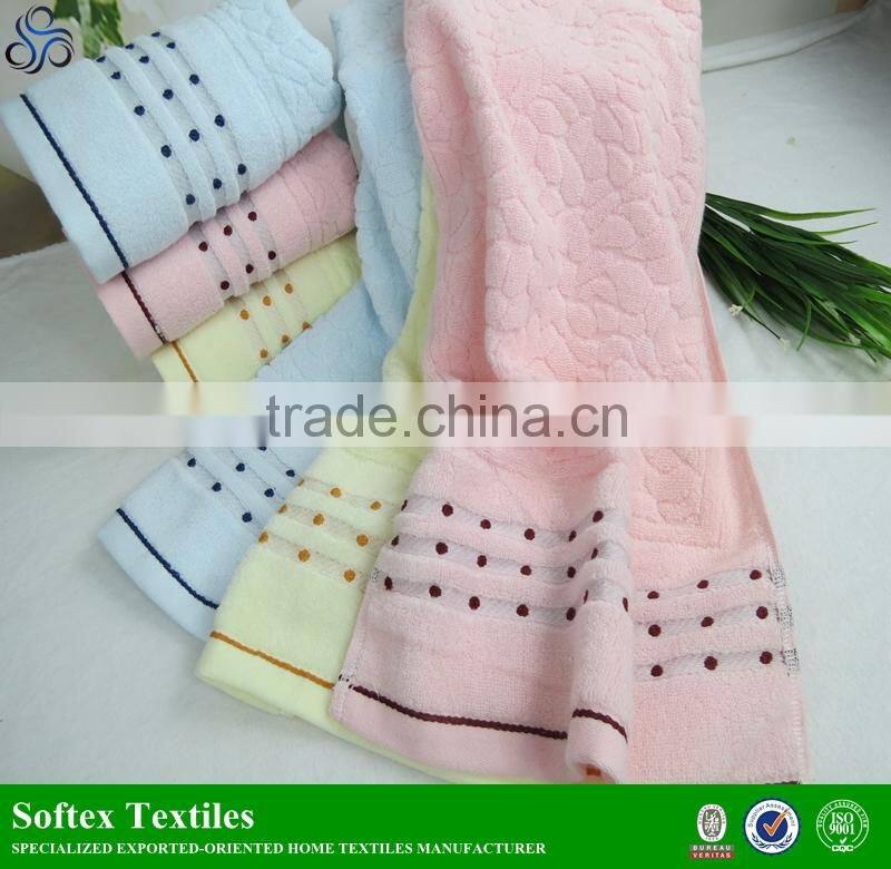 100% cotton wholesales jacquard soft face towel size