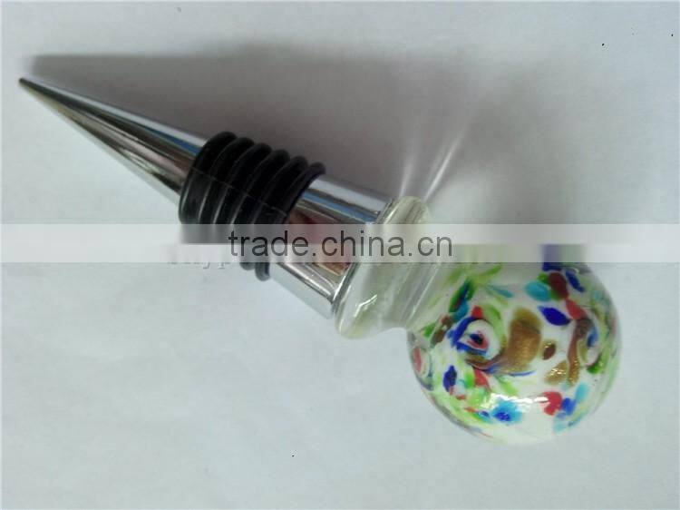 Popular colorful glass ball shape Bottle Wine Stopper