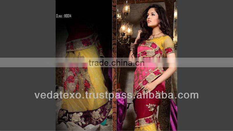 Red Viscose Party wear Saree