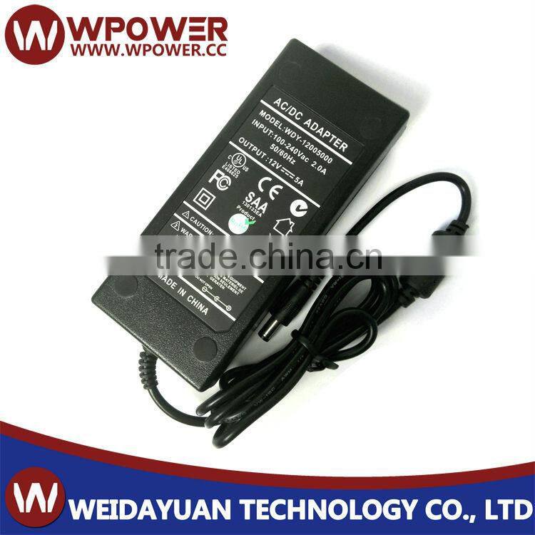 led strip power supply 12v 5a plug power adapter for modem FCC UL CE KC SAA GS PSE