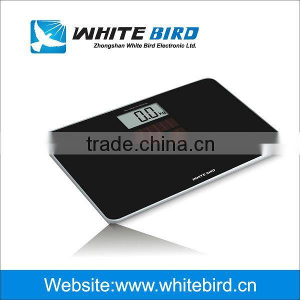 WhiteBird glass digital bathroom scale with large LCD
