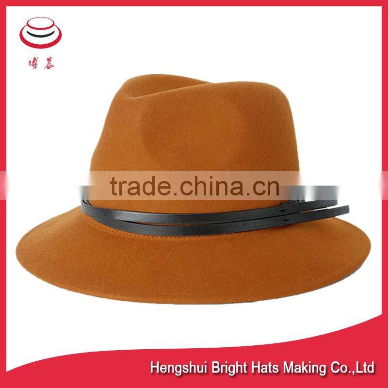 Wool Black Modern Upturned Brim Felt Fedora Hat